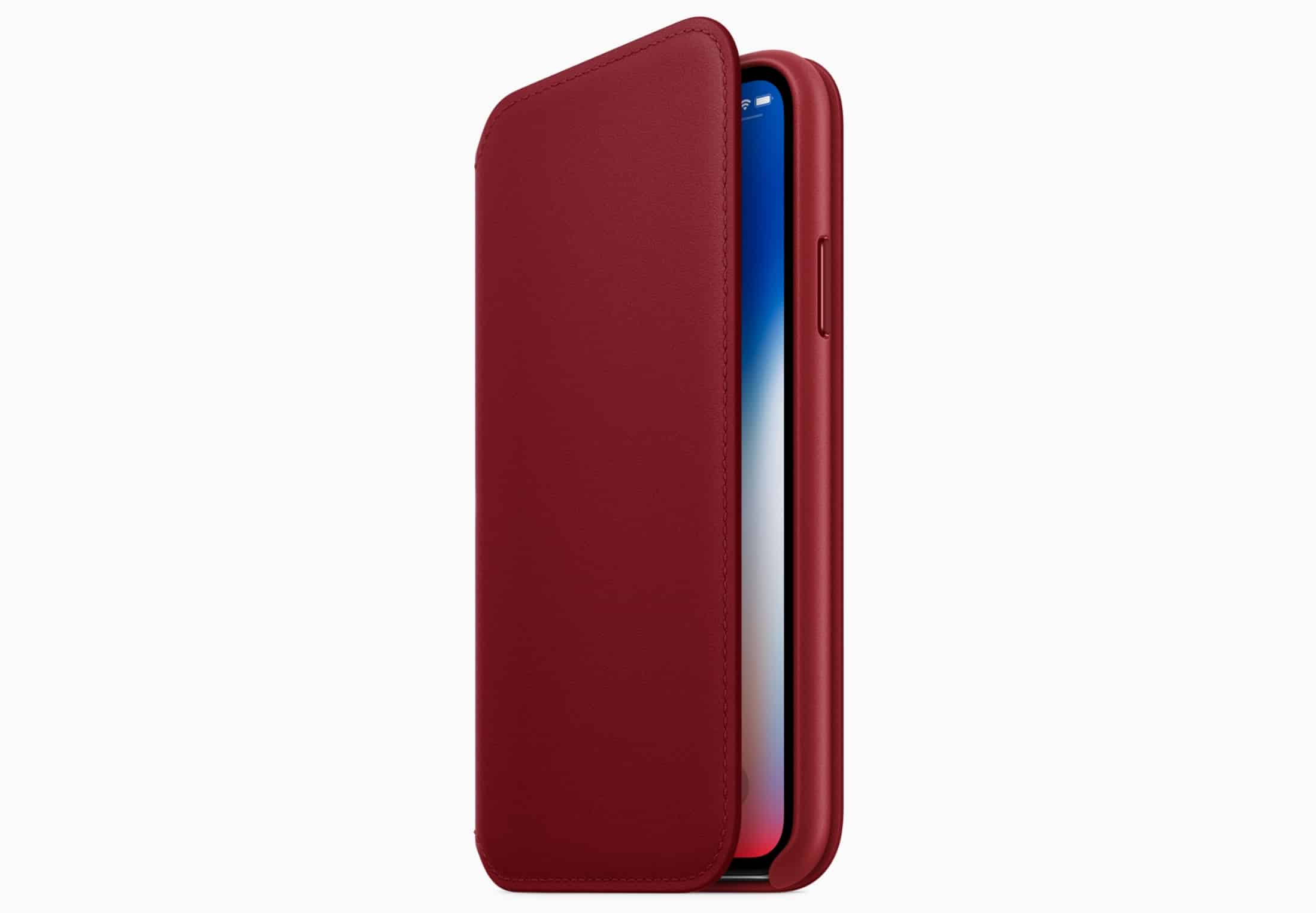 iPhone X RED leather folio