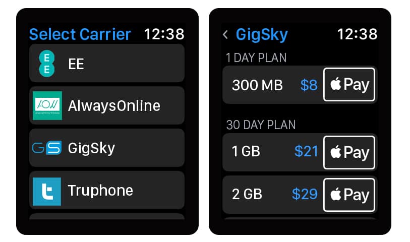 Buying an LTE data plan from your wrist could be this easy