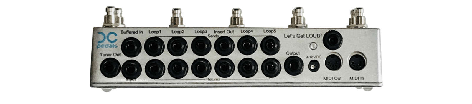 DC Pedals Bluetooth Looper sends and returns offer plenty of connections.