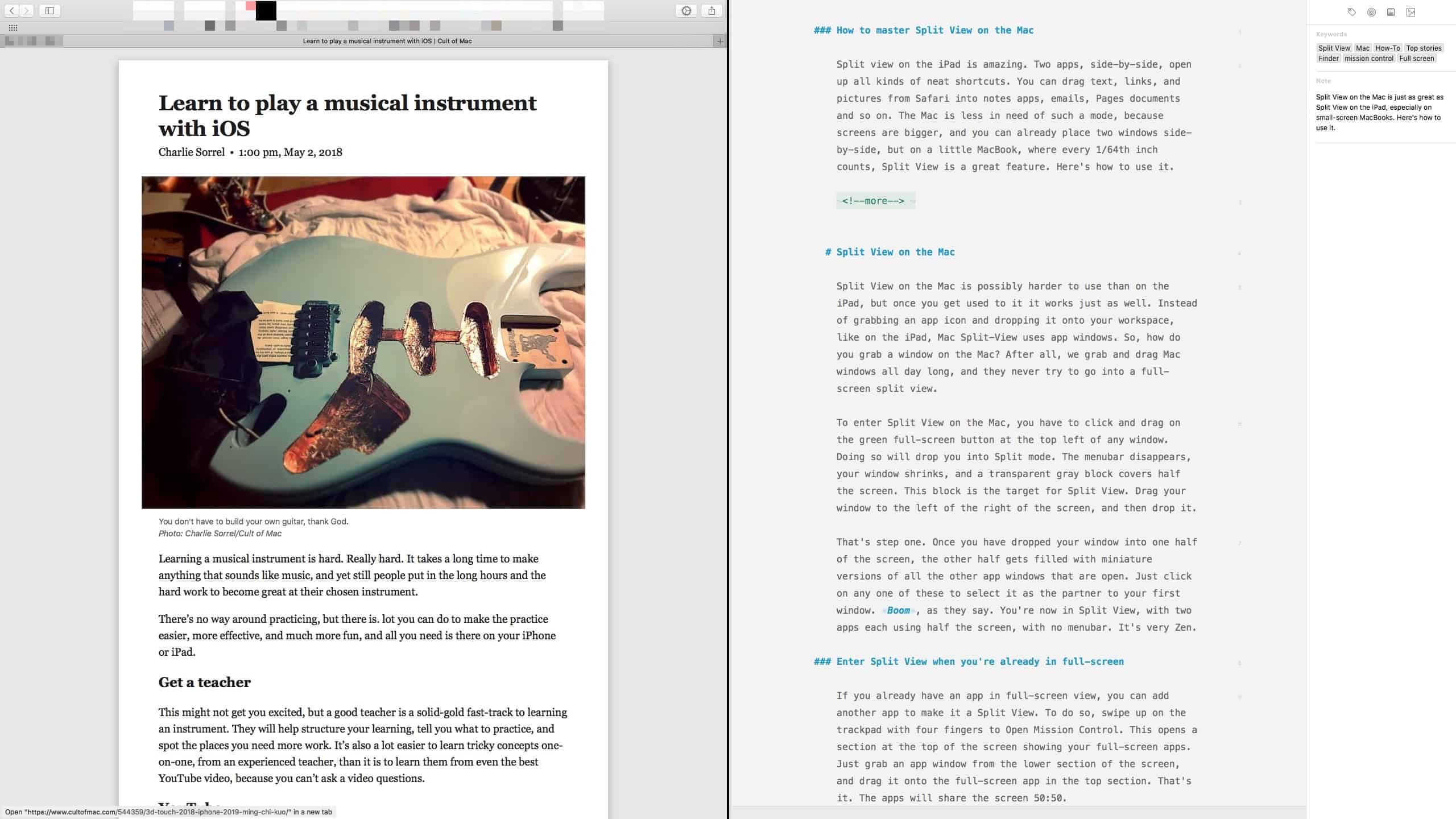 Split View on the Mac Two apps, one screen.