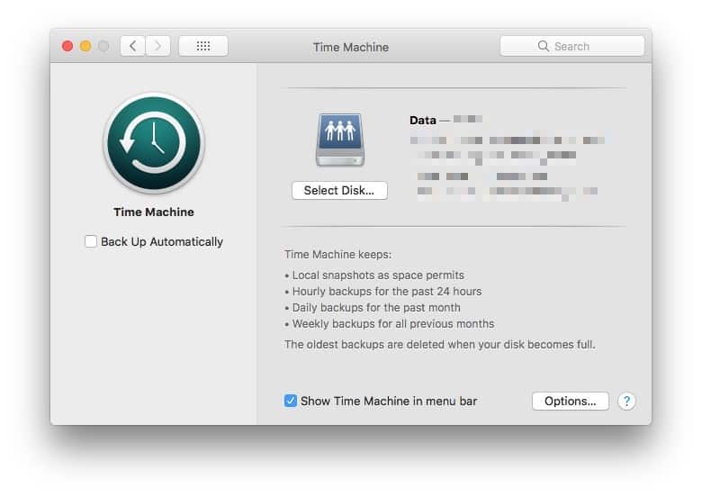 Pick your backup disk in Time Machine Preferences.