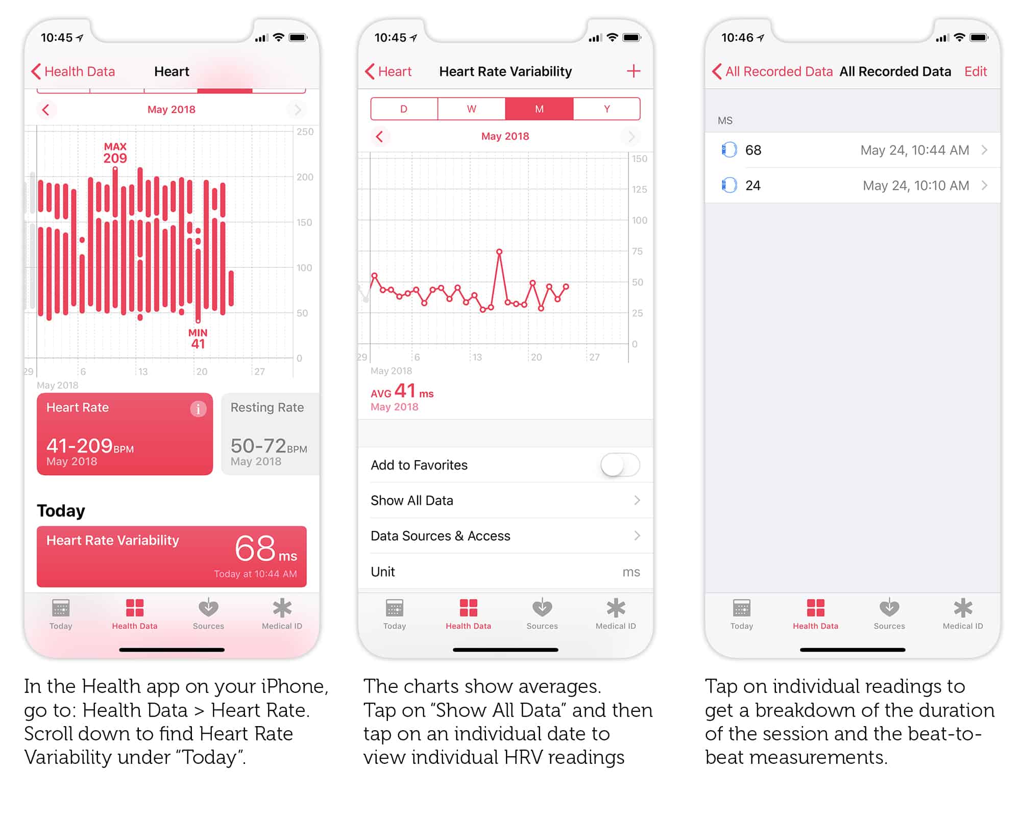 Check your Heart Rate Variability readings with the Health app on your iPhone