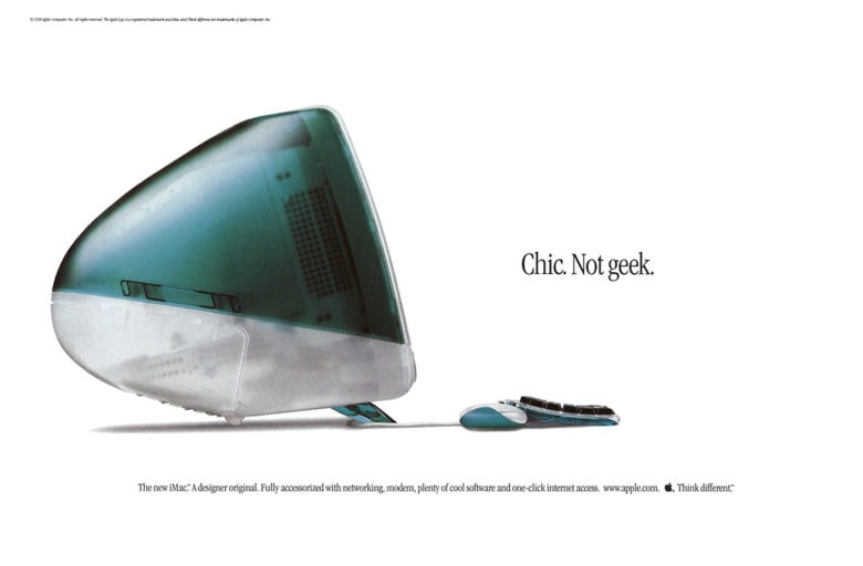 Can the iMac design ever be this exciting again? The original iMac G3 ad, "Chic. Not Geek."