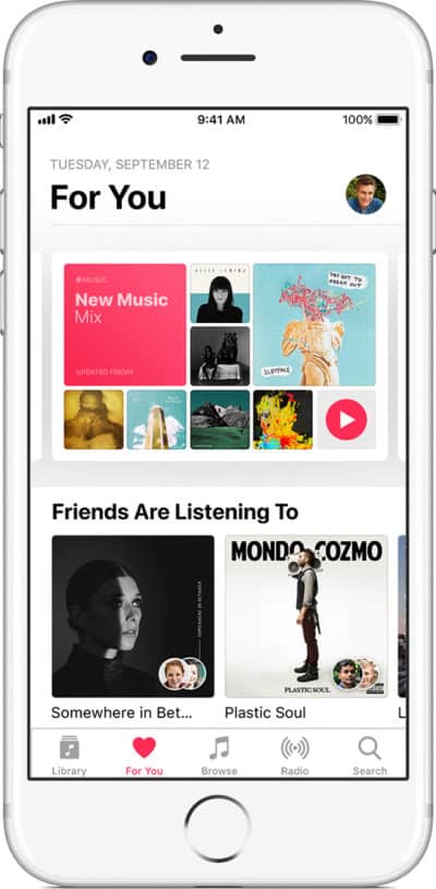 Your friends' music shows up right in the app. 