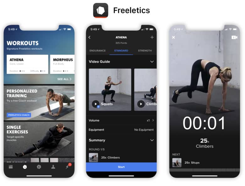 Freeletics offers two apps, one for bodyweight exercises and the other for free weights