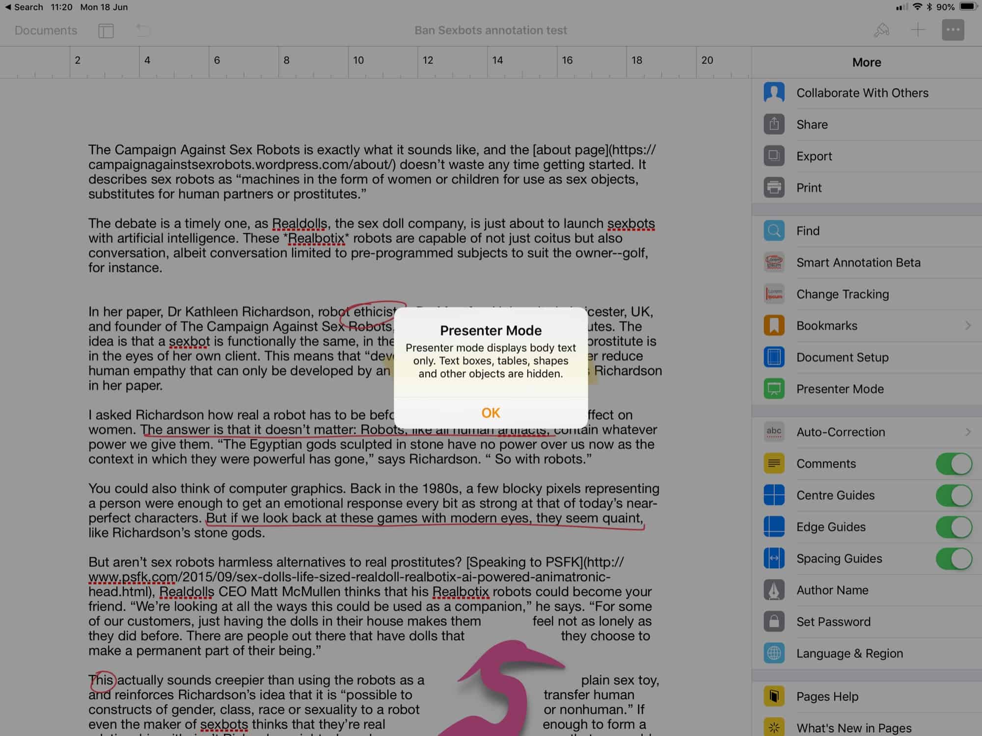 Pages Presenter Mode will cut out everything but the text.