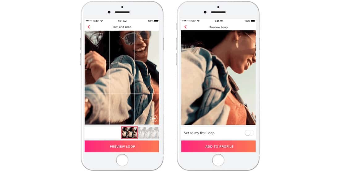 Tinder Loops are videos people can swipe left or swipe right on.