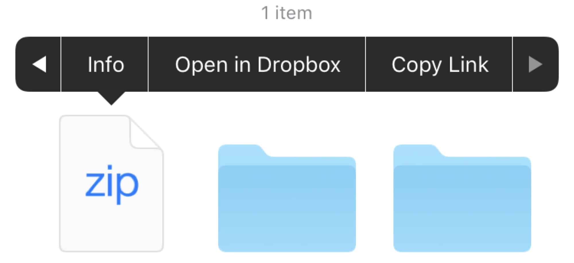 Swiping the Dropbox menu brings up these sharing options.