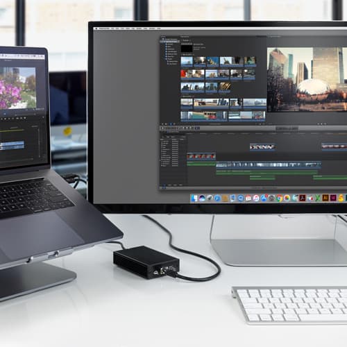 The OWC Thunderbolt 3 10G Ethernet Adapter works with recent MacBook Pro models.