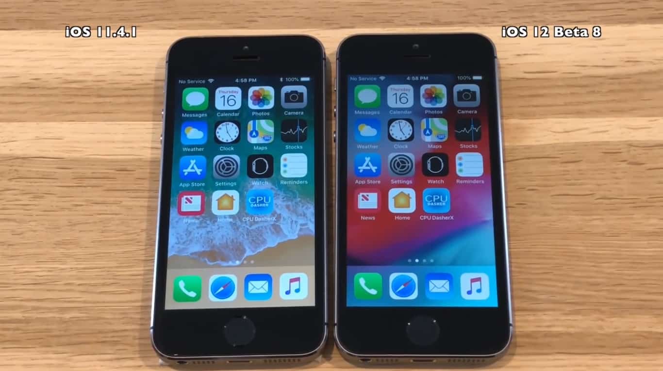 Side-by-side tests on an iPhone 5s show noticeable iOS 12 performance improvements.