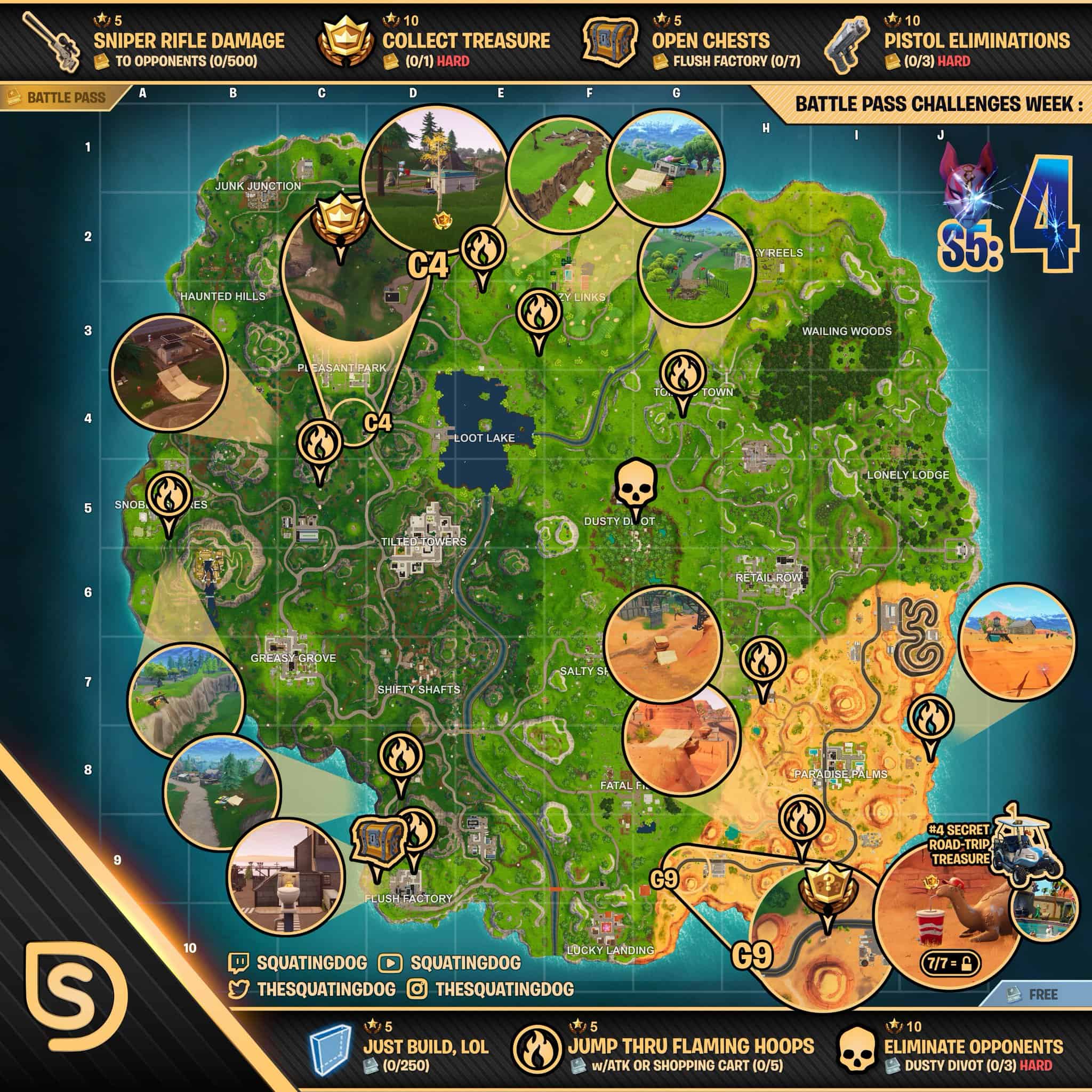 Fortnite season five week four map