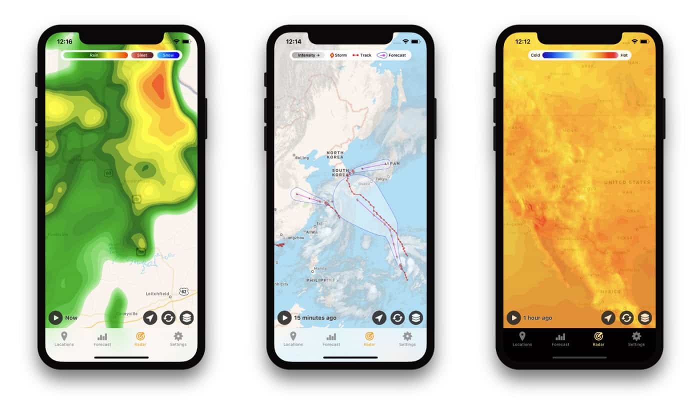 The Hello Weather app offers tons and tons of maps.