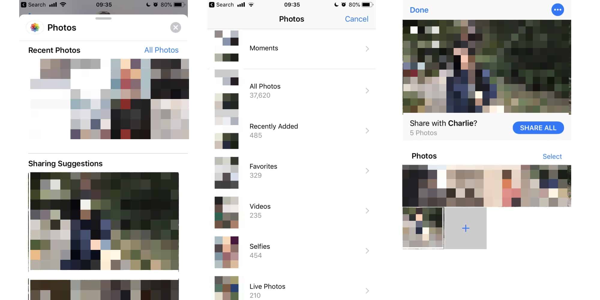 Photos are easier to share in iOS 12's Messages app.