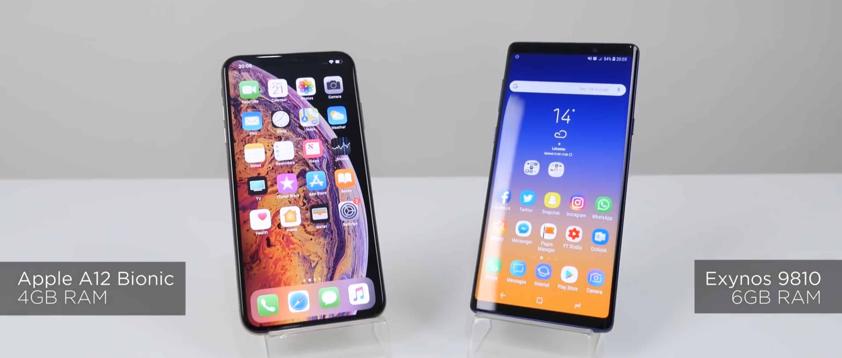 Apple wins benchmark and real-world comparisons of the performance of the iPhone XS Max and the Galaxy Note 9.