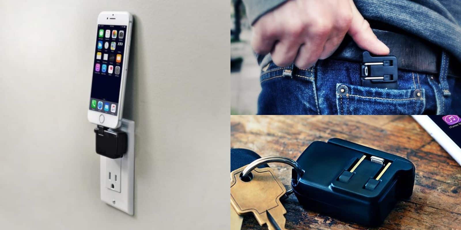 This iPhone wall charger folds up to fit in your pocket or on your keychain.