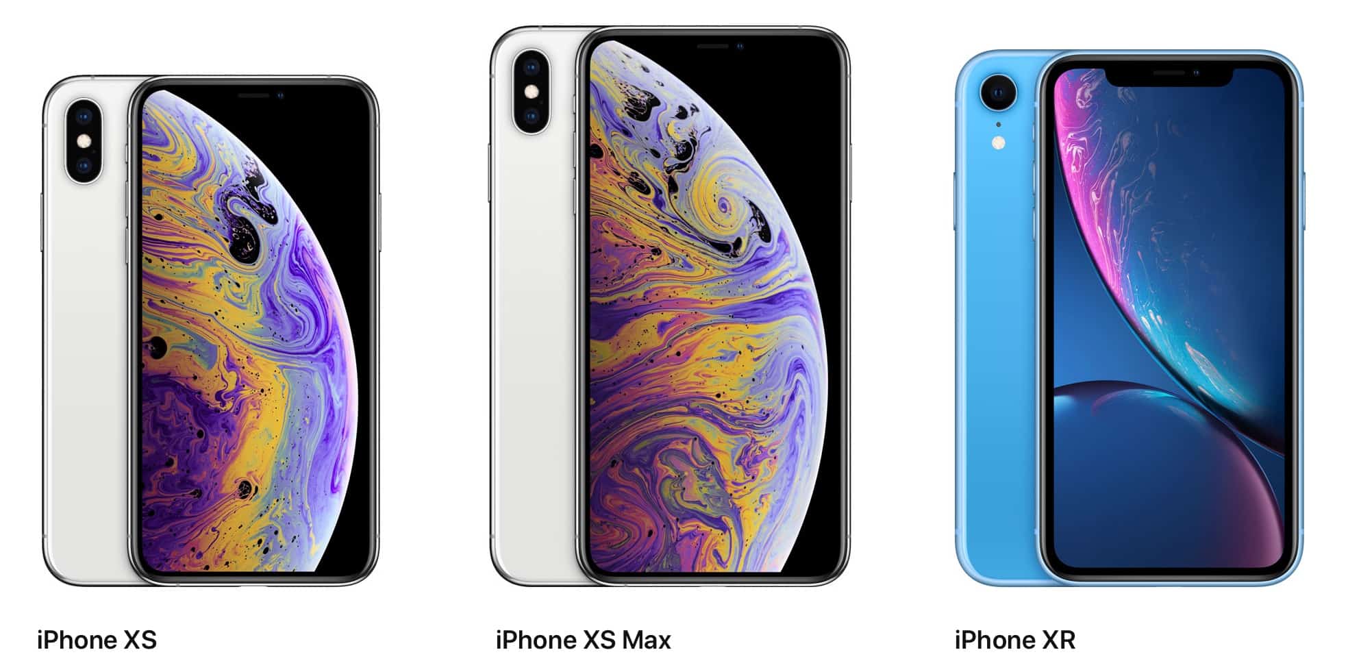 iPhone XS, iPhone XS Max, and iPhone XR