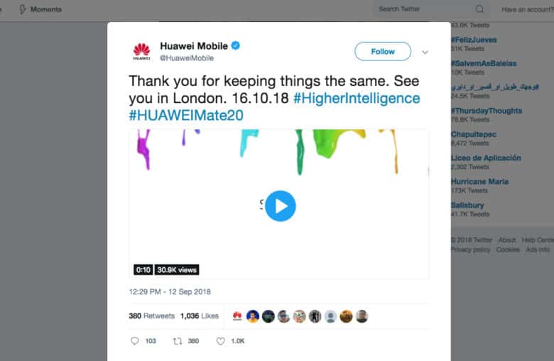 Huawei tweets