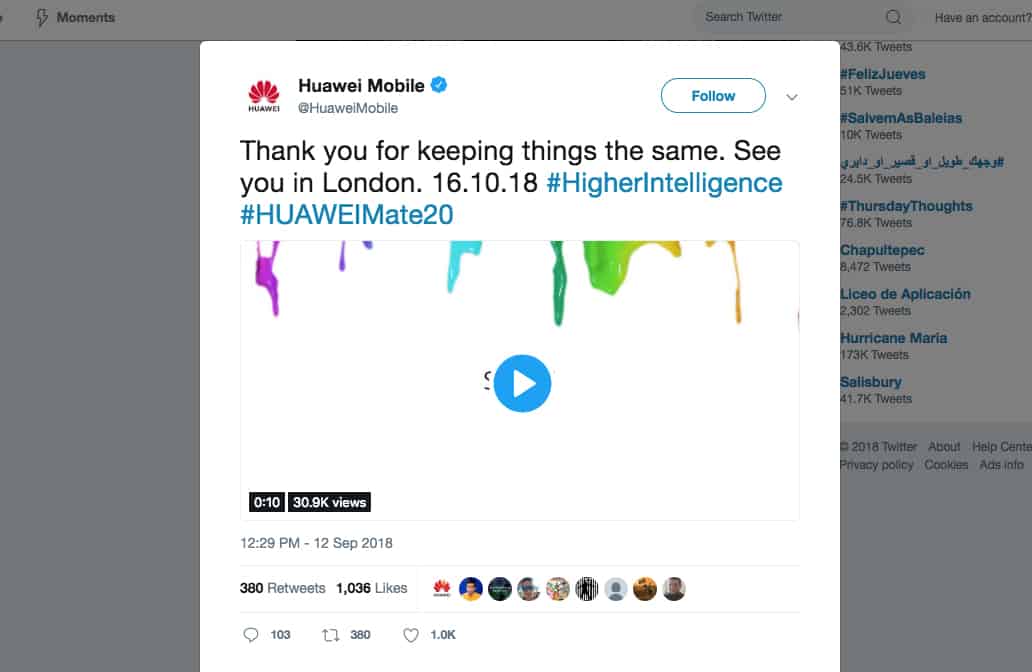 Huawei tweets