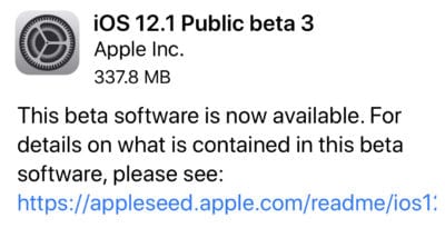 IOS 12.1 beta 3 iOS 12.1 beta 3