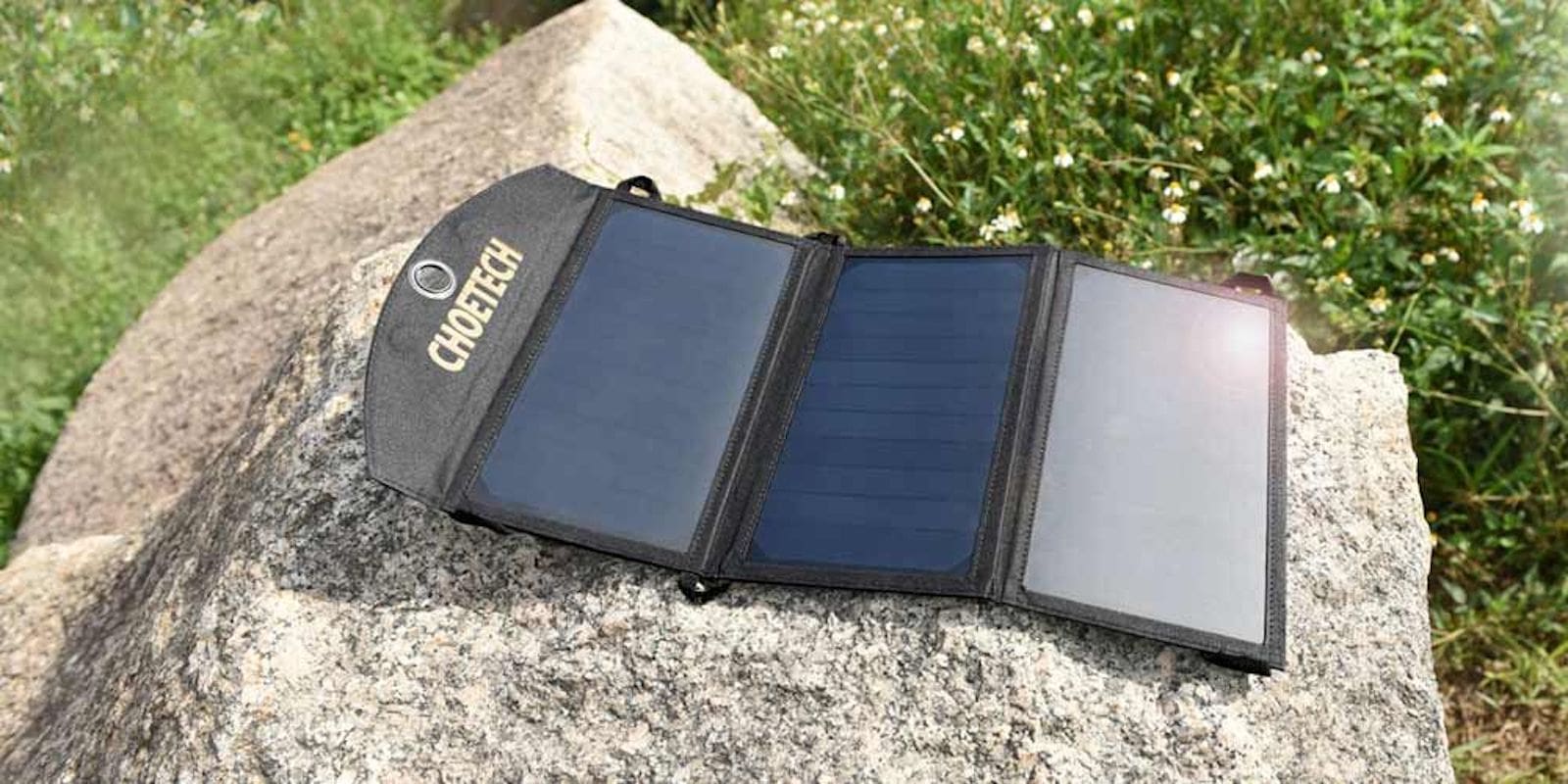 This tough, lightweight, foldable solar charger can charge up two USB devices at once.