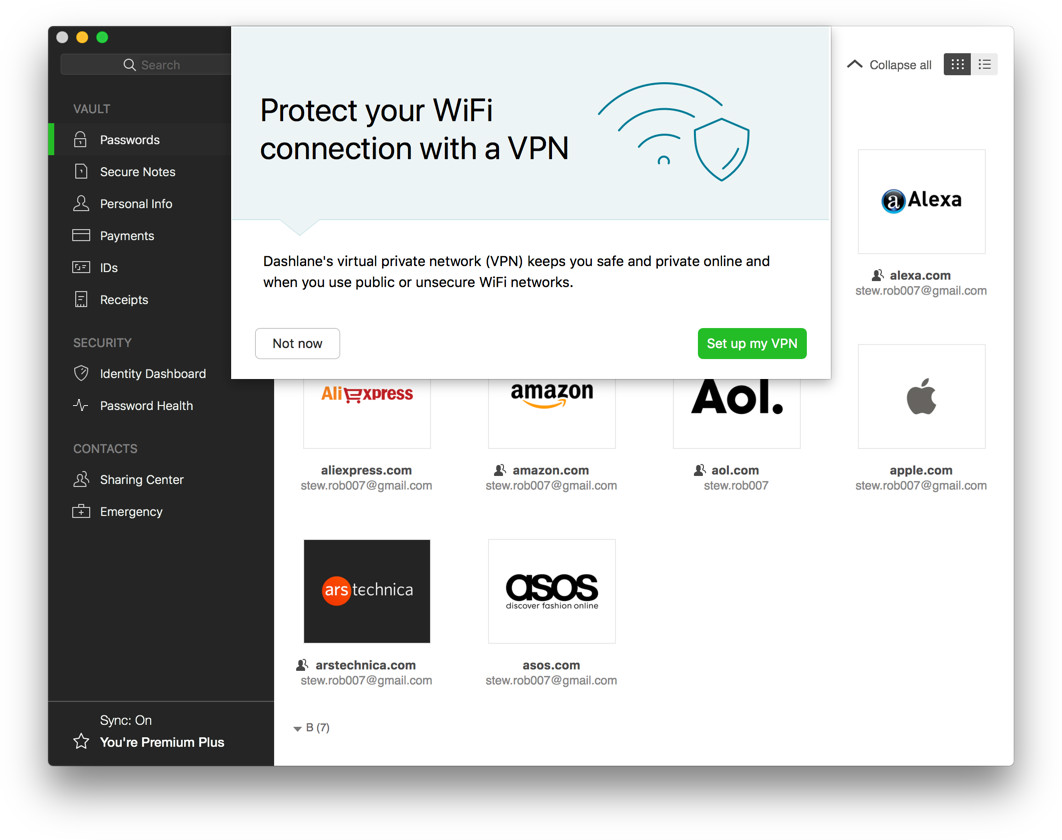 With a free VPN baked right in,  Dashlane is even better at keeping you safe online.