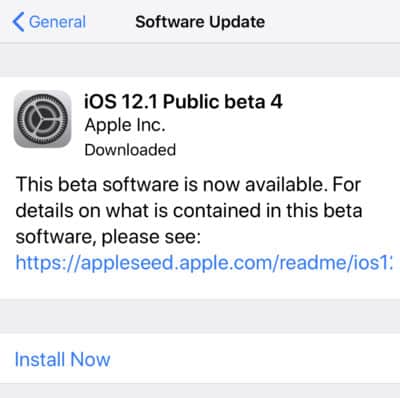 iOS 12.1 beta 4 released to the general public.
