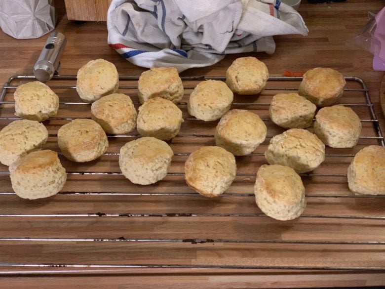 A photo of scones, with no depth blur.