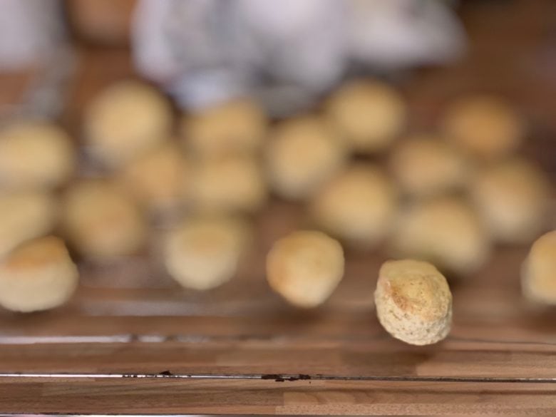 A very blurry photo of scones produced using Slør's maximum blur.