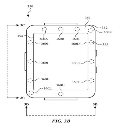 Proposed Apple Watch ringed by UV detectors.