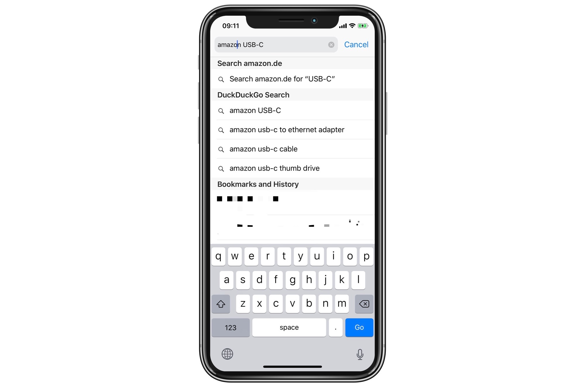 Tap the top result for a Quick Website Search.