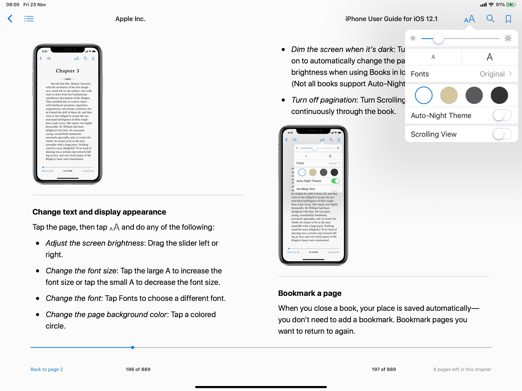 Thankfully you can adjust the in-book view from dark to light in the Apple Books app.