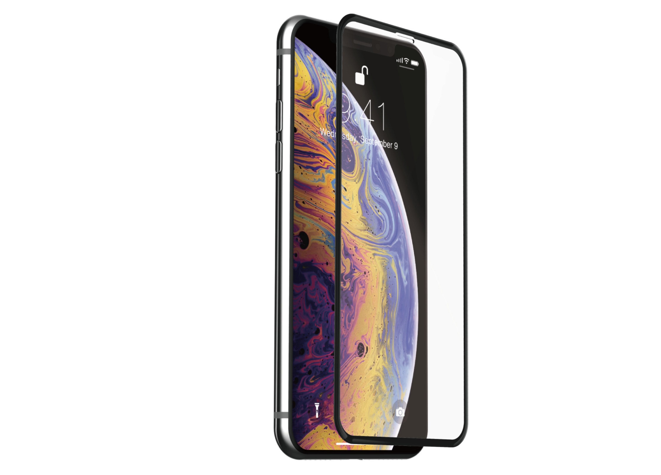 Xkin's glossy, black border that mimics and blends right into the iPhone X bezels.