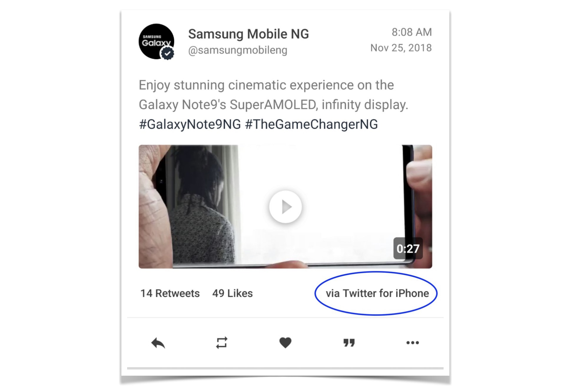 Samsung tweet from iPhone