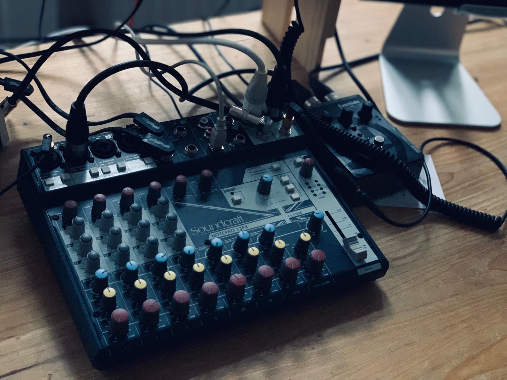 You don’t need a fancy mixer. Any old USB audio interface will do.