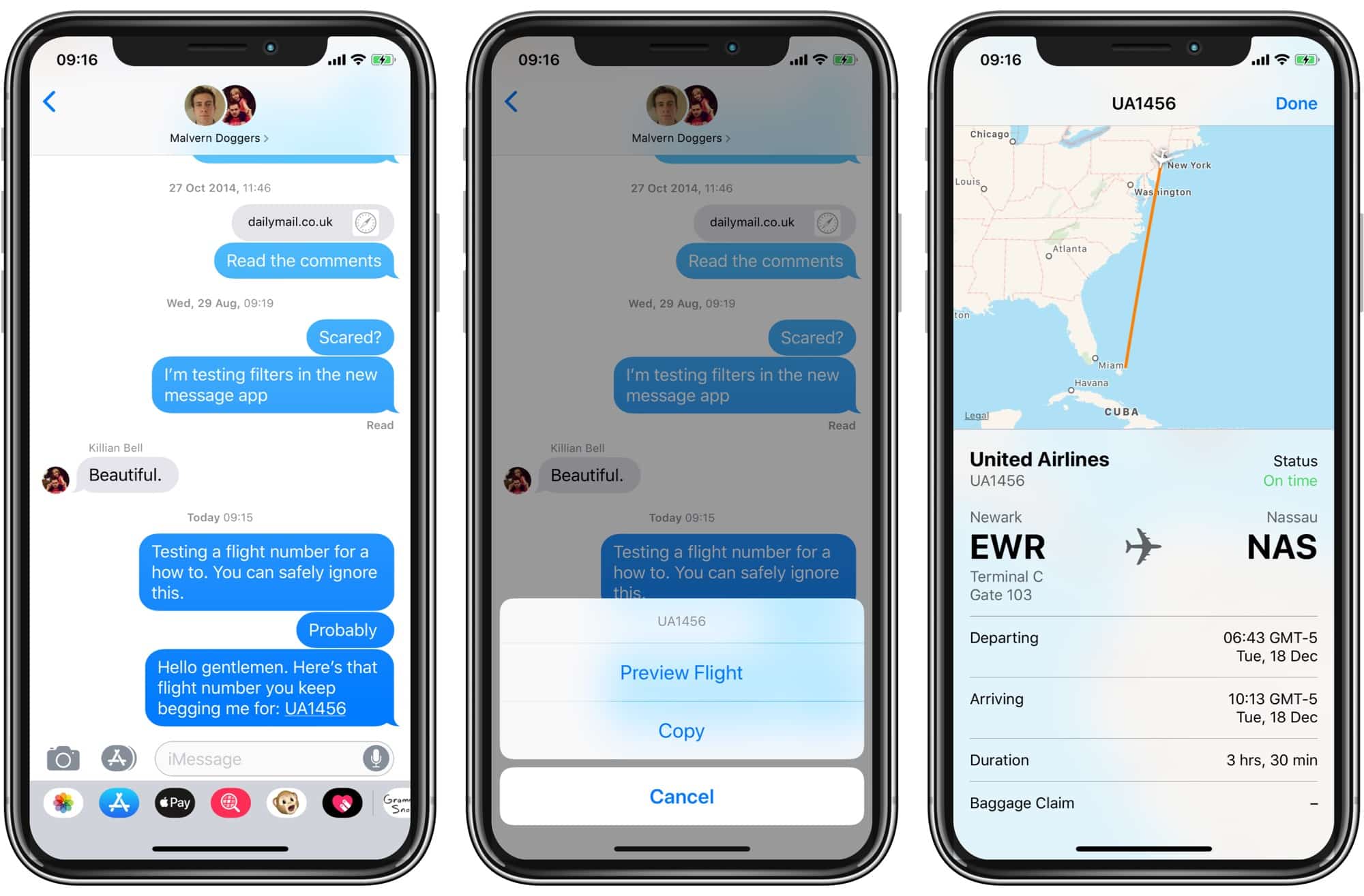 View detailed flight tracking right inside the Messages app.