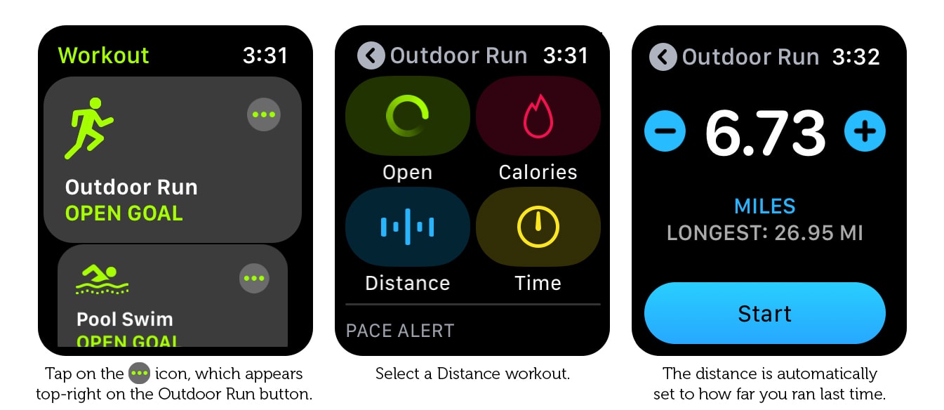 How to set yesterday's distance as the target for today's workout.