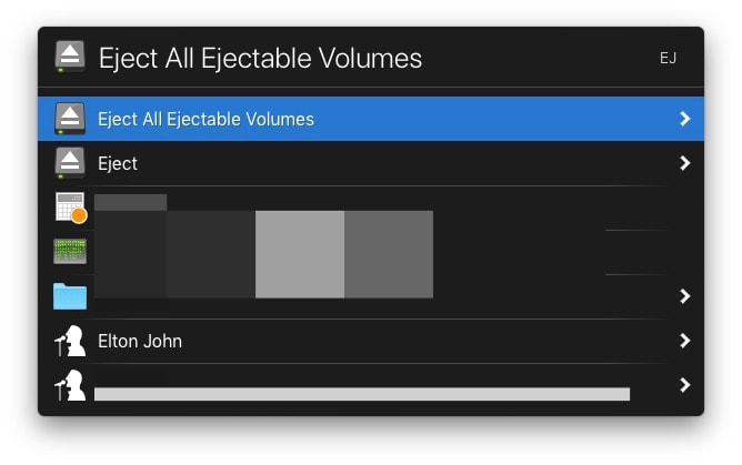 ‘EJ’ is for ‘eject,’ and for ‘Elton John.’ "EJ" stands for "eject" (and for "Elton John").