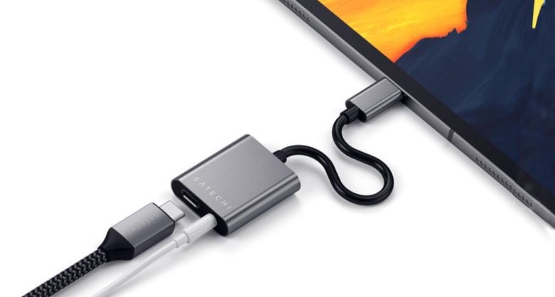 The Satechi Type-C Headphone Jack Adapter also lets you charge your iPad Pro.