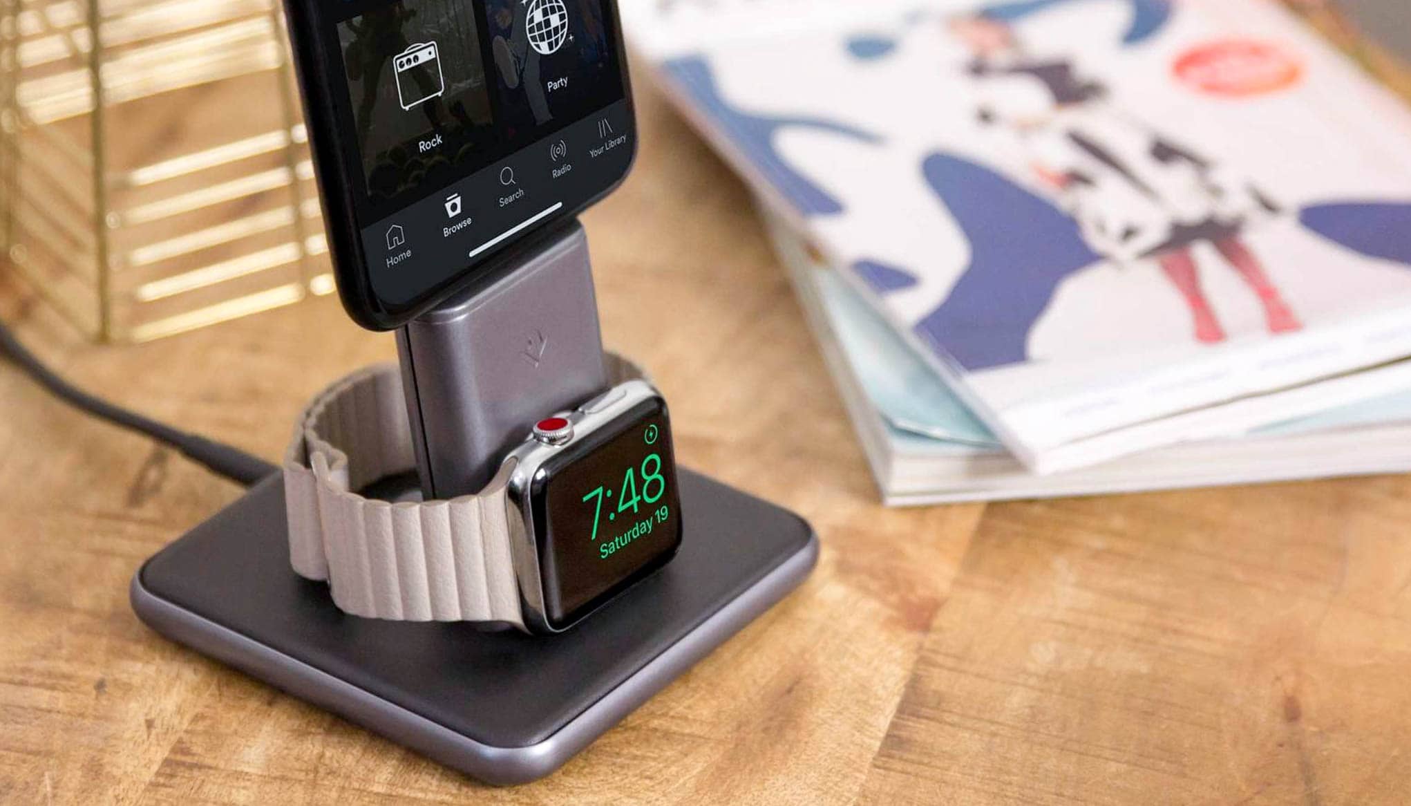 HiRise Duet is the first dual charging stand that powers up Apple Watch in Nightstand mode.