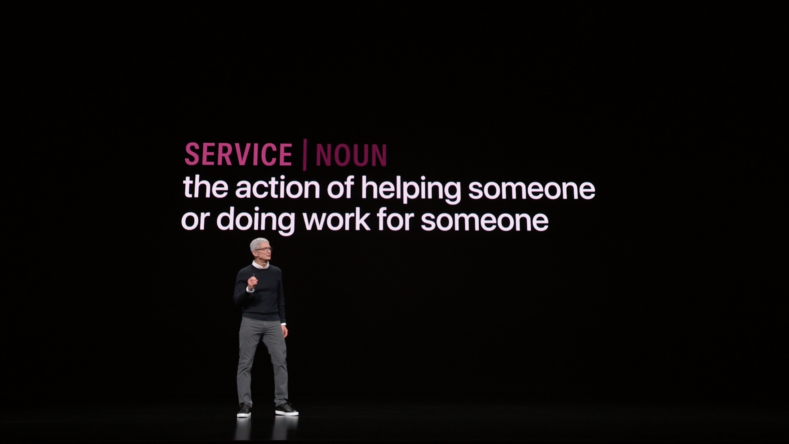 Tim Cook shows off the latest Apple services.