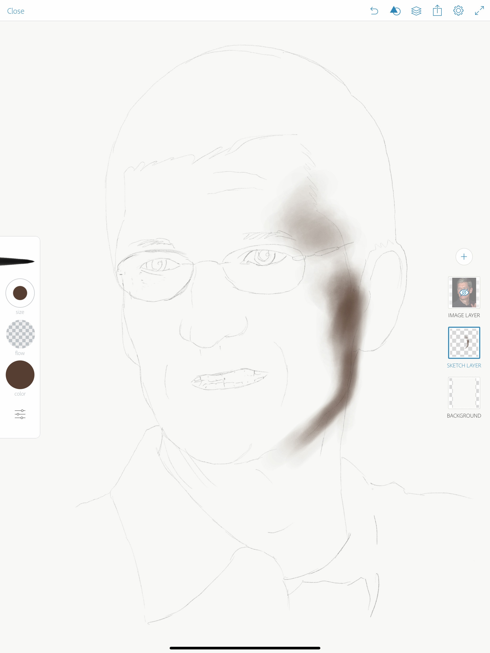 How to draw a portrait with Apple Pencil: Step 1: Trace an outline