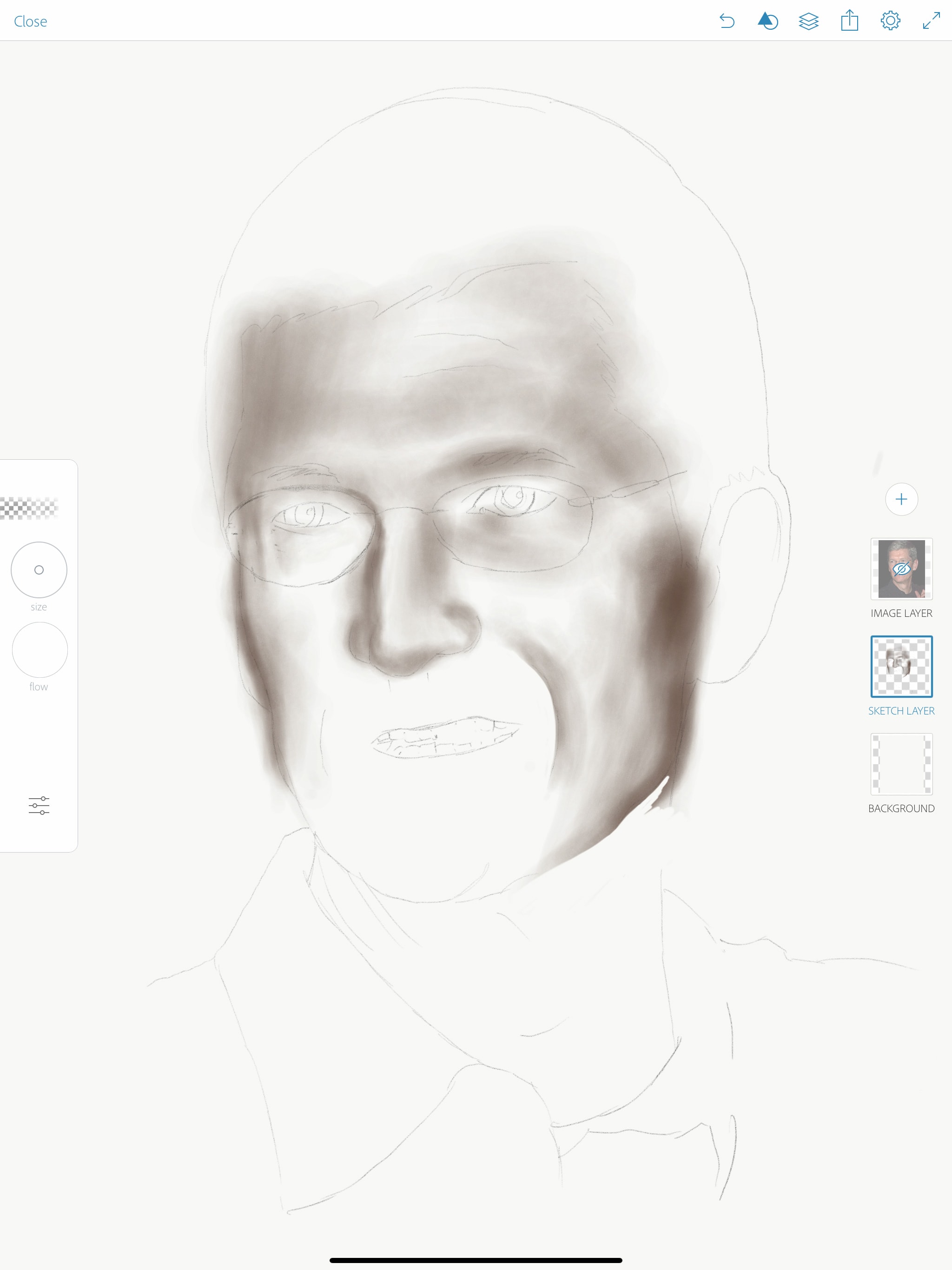 Apple Pencil portrait drawing: Step 2: Add shadow and highlight
