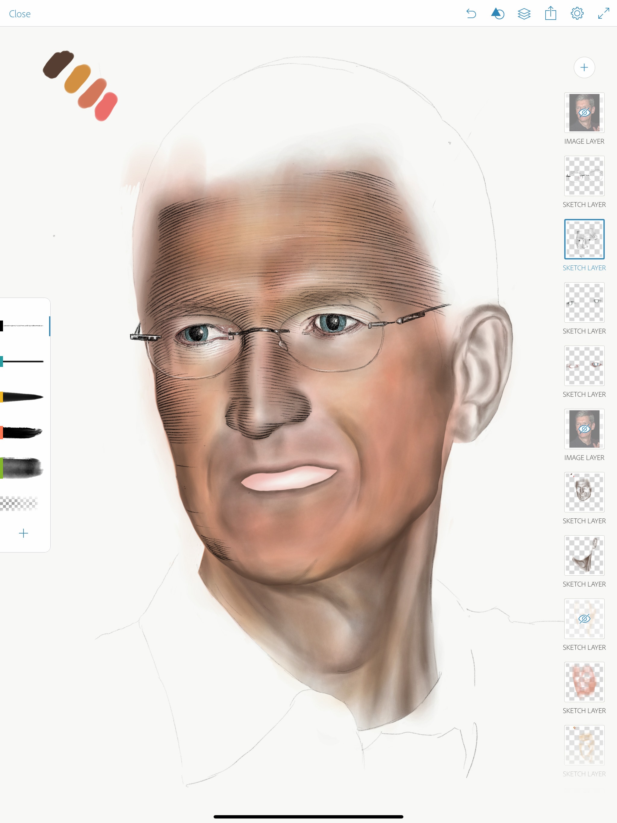 Drawing portraits with Apple PenciL: Step 4: Add the details