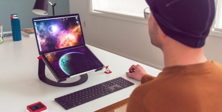 Put an iPad with Luna Display over a MacBook’s keyboard to make a dual-screen laptop.