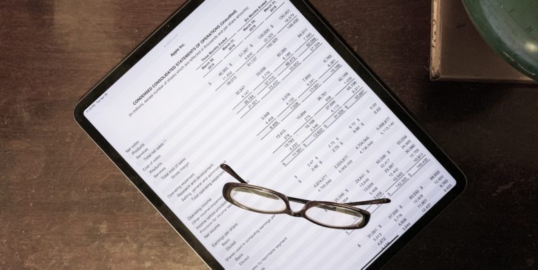 Apple financial results on an iPad Pro