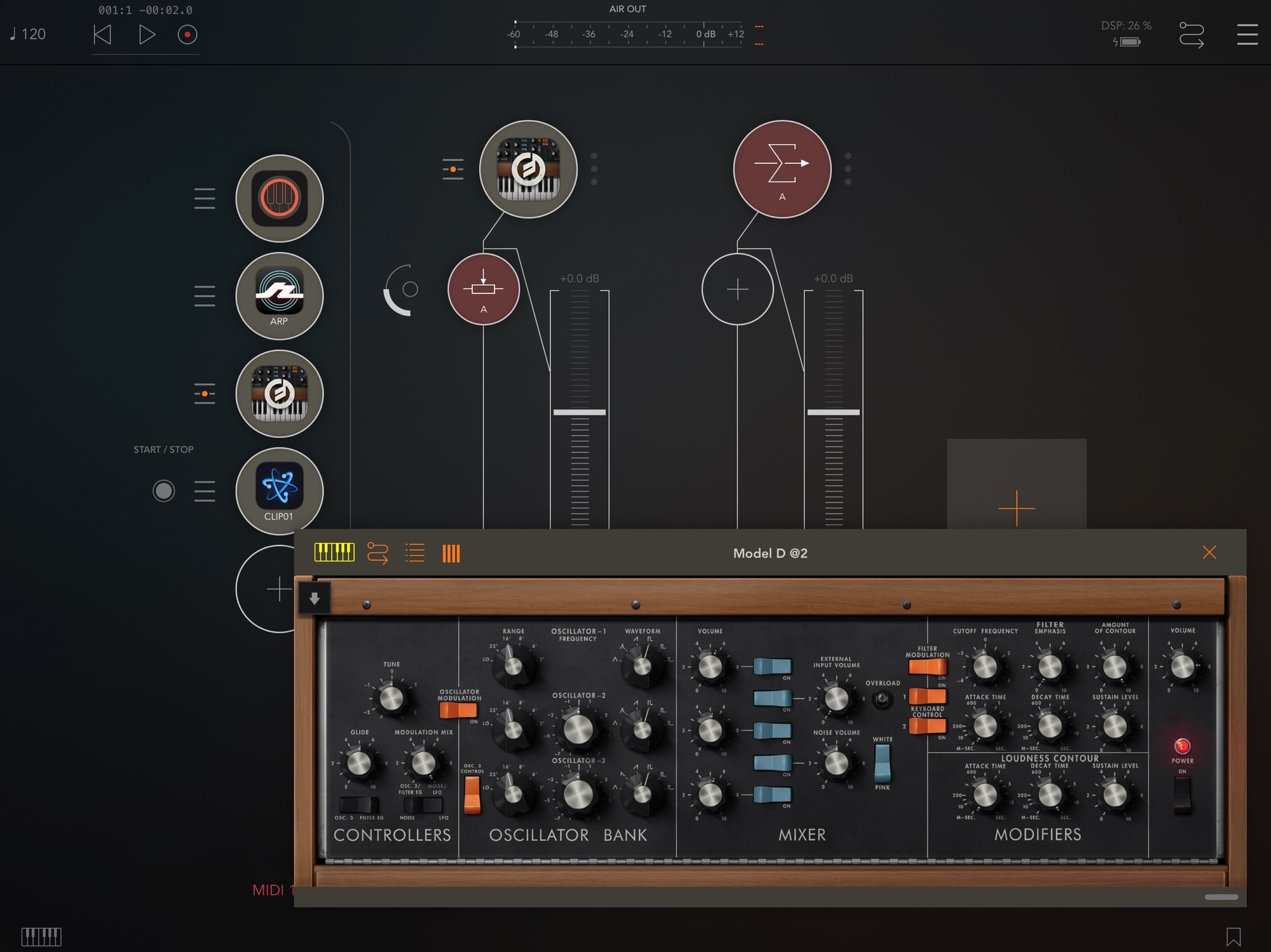 Check out the new MIDI strip on the left in the AUM audio mixer app.