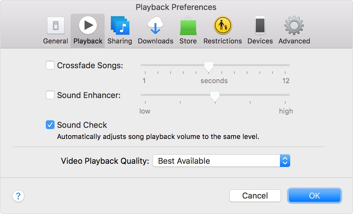 Sound Check in iTunes on the Mac.