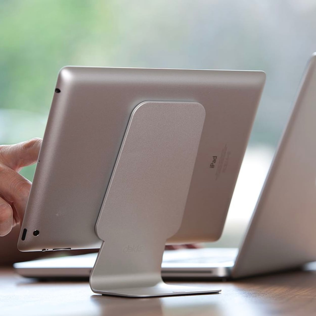 Slope has the same anodized finish as an iMac or MacBook, and a sticky micro-suction pad that holds your iPad firmly in place.