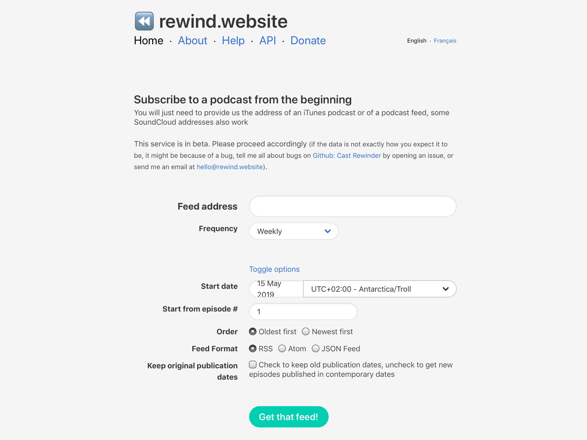 Advanced options, including delivery frequency.