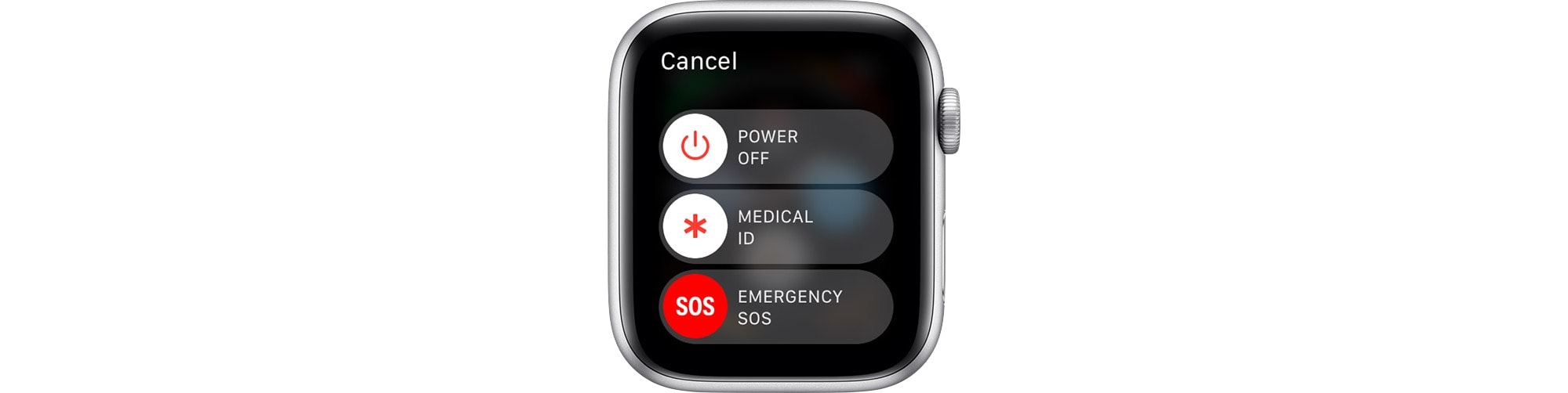Long-press the Digital Crown to get the Apple Watch Emergency SOS slider.
